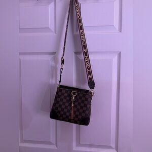 Checkered Crossbody Bag with Adjustable Strap